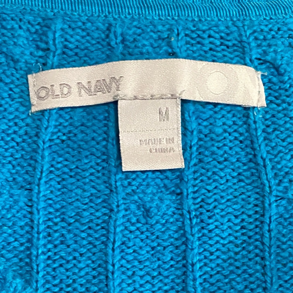Old Navy Turquoise Blue Women's Cable Knit Cardigan - Picture 4 of 6